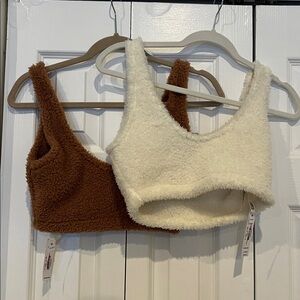 PINK Victoria’s Secret soft furry bralettes (both included)